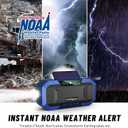 Bluetooth Hand Crank Emergency Solar Powered Radio,Waterproof Portable NOAA Weather AM FM Radio Speaker,Wind Up Flashlight Phone Charger,5000mAH Battery Operated for Storm,Outage,Hurricane,Survival