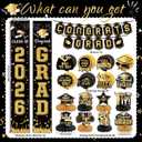 Graduation Decorations Class of 2026 Black and Gold Congrats Grad Banner We are So Proud of You Hanging Swirls Class of 2026 Honeycomb Centerpieces for High School College Grad Party Supplies (Black Gold)