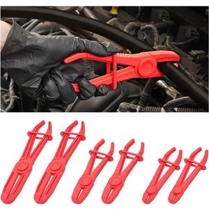 zipelo Hose Clamp Pliers, 6 Pack 3 Size Line Pinch Clamps Set, Plastic Hose Pinching Off Pliers for Automotive Radiator, Brake, Gas, Coolant Hoses and Fuel Lines (Red)