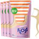 SmartLifeco EcoFriendly Dental Floss Picks (200ct)  Flossers Made With Straw Wheat Blend, Strong AntiShred Thread For Tight Gaps, Tooth Pick Stick For Adults, Soft on Gum & Teeth, Vegan, Unflavored