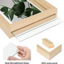 Egofine 11x14 Floating Frames Set of 4, Double Plexiglass Picture Frame, Made of Solid Wood, Display Any Size Photo up to 11x14, Wall Mount or Tabletop Standing, Natural Wood