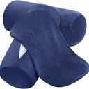 Remerry 2 Pcs 17 x 7 Inches Velvet Neck Roll Pillow Cover with Zipper, Soft Bolster Pillowcases for Cylindrical Pillow (Cover Only, Bolster Not Included)(Navy Blue)