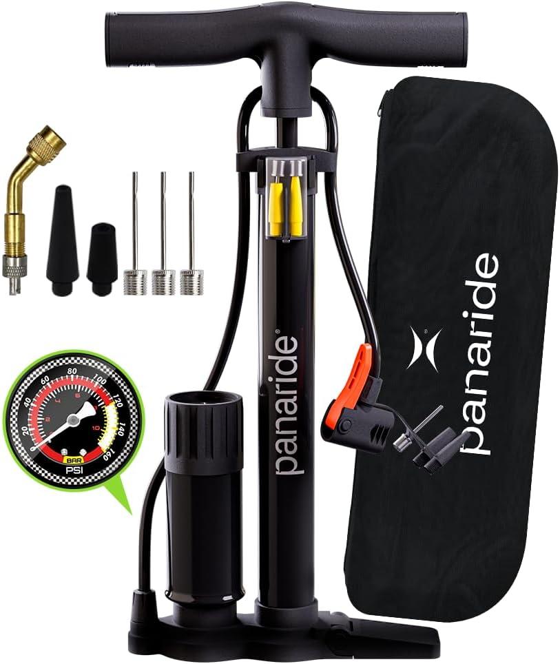 Bike Pump Floor, Advanced Bike Tire Inflator, Bicycle Hand Air Pump with Dual Presta and Schrader Valves, Handheld Bike Pump, Suitable for Road and Mountain Bikes, Baby Stroller, Balls