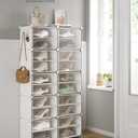 SONGMICS Shoe Rack Organizer, 10-Tier Shoe Storage Cabinet for Closet and Entryway, Holds 40 Pairs of Shoes, Adjustable, Cloud White and Trasparent ULPC035W01