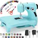 Mini Sewing Machine, Portable with Extension Table & Sewing Kit, Dual Speed Control, Built-in Light, Ideal for Beginners & Quick Household Repairs, Blue