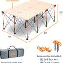 BORA Centipede Portable Workbench - Folding Work Table for Garage, Collapsible Work Bench with 4500lb Capacity, 48 x 72 in Work Support Sawhorse with Quick Clamps & Carry Bag CK12S