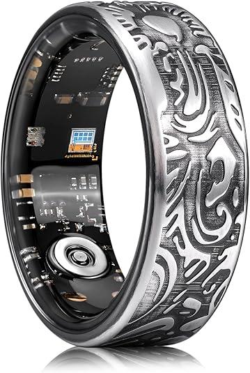 King Will Men's Tungsten Carbide Wedding Ring Hammered Groove Wedding Band Mens Engagement Ring for Men and Women Matte Brushed Finish Comfort Fit Size 7, 8mm Gunmetal