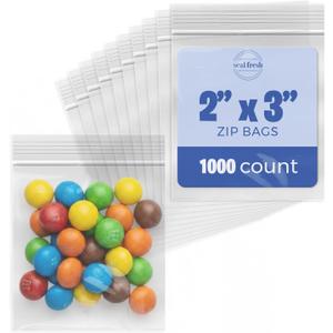 Seal Fresh 2 x 3 Inch Resealable Plastic Bags 1000 Pack Clear Reclosable Mini Bags with Zipper Seal for Jewelry, Beads, Small Parts, Crafts, Hardware