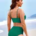 Pink Queen Two Piece Swimsuit for Women Swimwear Sexy Cutout Shell Decorated Bikini Set Spaghetti Straps High Waist Bathing Suit Vacation Emerald Green XL