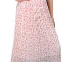 BAEAUTYZIN Women's Midi Skirts Chiffon Floral Elastic High Waisted A-Line Skirt, Pleated Skirts for Women Trendy