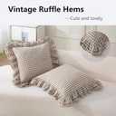 Aryeleay 2 Pack Taupe White Plaid Ruffle Throw Pillow Covers, 100% Cotton Gingham Checkered Farmhouse Decorative Pillow Shams for Bed/Sofa-18 x18