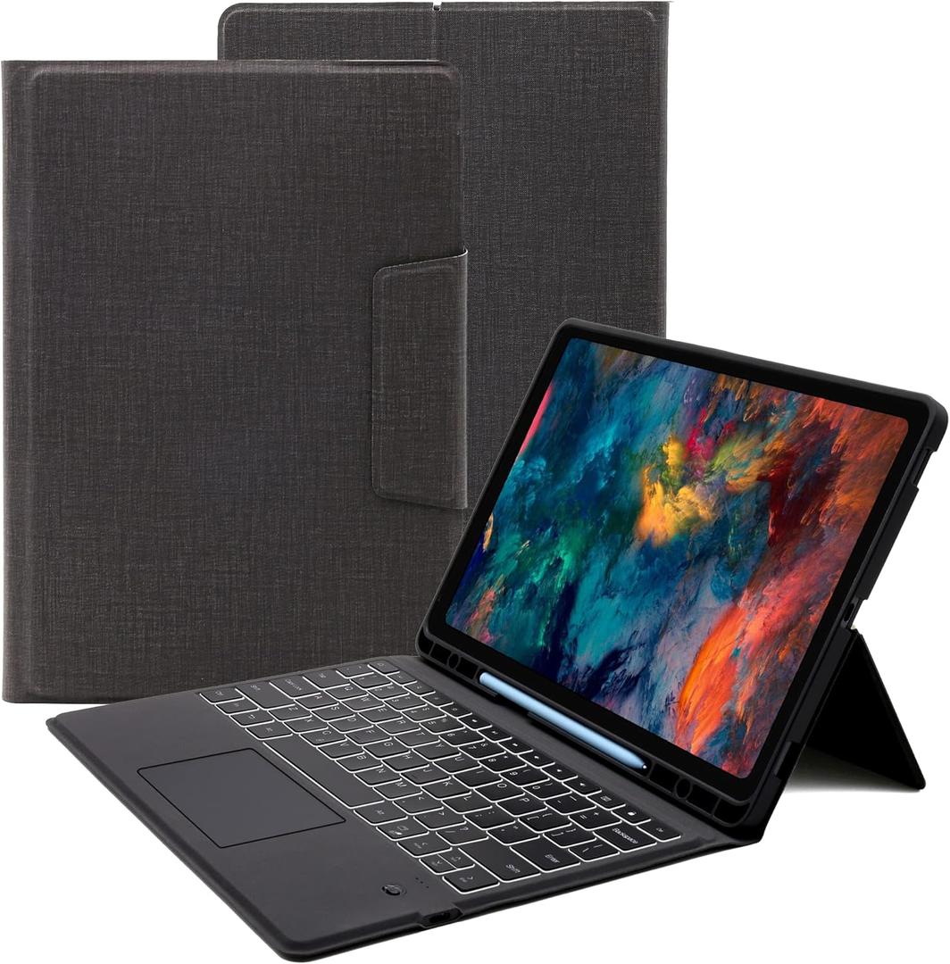 Galaxy Tab S7 FE/S8+ Plus/S7+ Plus 12.4" Case with Keyboard : Smart Touchpad, 7 Color Backlit Keyboard Case with Kickstand & S-Pen Holder for 12.4 inch Samsung Galaxy Tab S8 Plus/S7 FE/S7 Plus