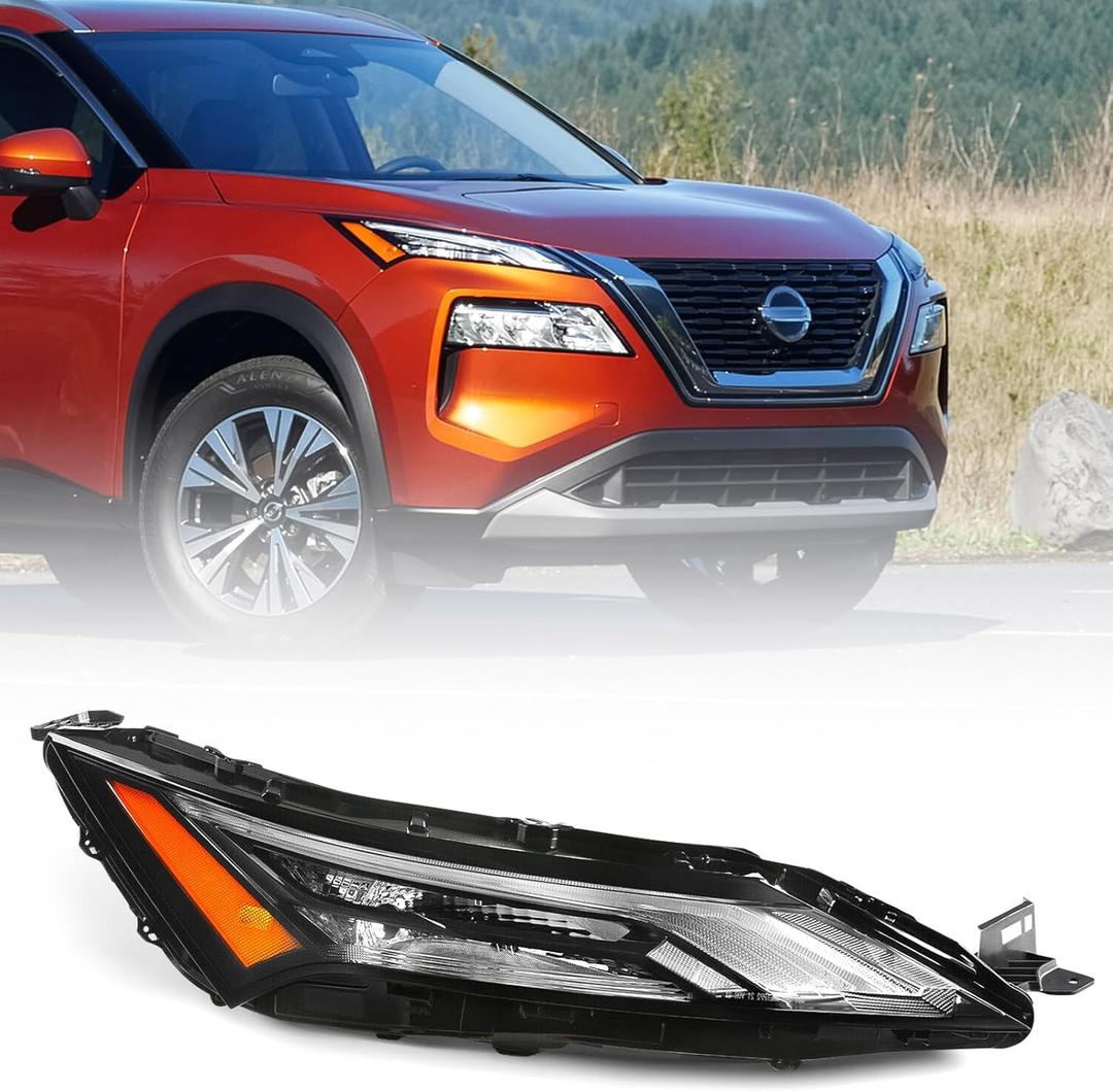 Huray Right Daytime Running Light for Nissan Rogue 2021 2022 2023 RH w/Halogen Turn Signal Light LED DRL Lamp Replacement OE Style Passenger Side