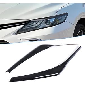 2pcs Headlight Eyelid Eyebrow Cover Compatible with Toyota Camry 2018-2024 SE XSE LE XLE Hybrid Glossy Black ABS Trim Decoration Toyota Camry Accessories