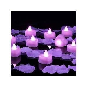 Coume Artificial Rose Petal 40 Pieces LED Tealights Candle, Romantic Decorations Special Night Rose Petal Heart Candle for Valentines Wedding Anniversary Proposal Decor(Cute White Light)