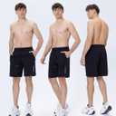 JWJ Mens Athletic Gym Workout Shorts Lightweight Quick Dry Running Basketball Shorts with Zipper Pockets (L)