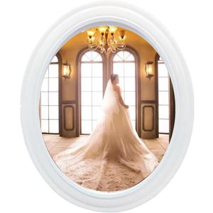 Oval Picture Frames, Oval Wood Picture Frame Wooden Wall Hanging Picture Frames for Home Office Wall Dcor (White, 10 inch)