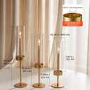 VEVOR Hurricane Candle Holders Set of 18, Gold Metal Stand with Clear Glass Cylinders, Elegant Tiered Centerpieces Wind Protection for Wedding, Table Centerpieces, Party, Home Decor, Modern Style