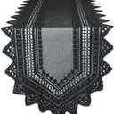 DII Black Lace Overlay Tabletop Collection Gothic Halloween Decor, Table Runner, 14x72, Black