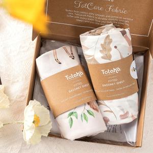 Bassinet Fitted Sheets Compatible with SNOO Happiest Baby Oval Bassinet - Buttery Soft, Silky Comfort, Premium Stretchy Jersey Knit Sheets, 2 Pack (Harper)