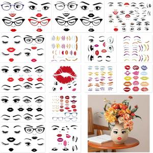 Make a Face Stickers, 15Pcs Face Stickers for Crafts, Funny Facial Features Set with Lips, Eyes, Eyebrows, Nose & Glasses, DIY Decals for Flower Pots, Party Supplies, Holiday & Halloween Decorations