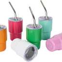 Tamarac Mini Tumbler Shot Glass with Straw, 3 oz Shot Glass with Straw and Lid, Funny Shot Glasses, Colored Stainless Steel Sublimation Tumblers,Wedding Birthday Party Favors 6 Pack
