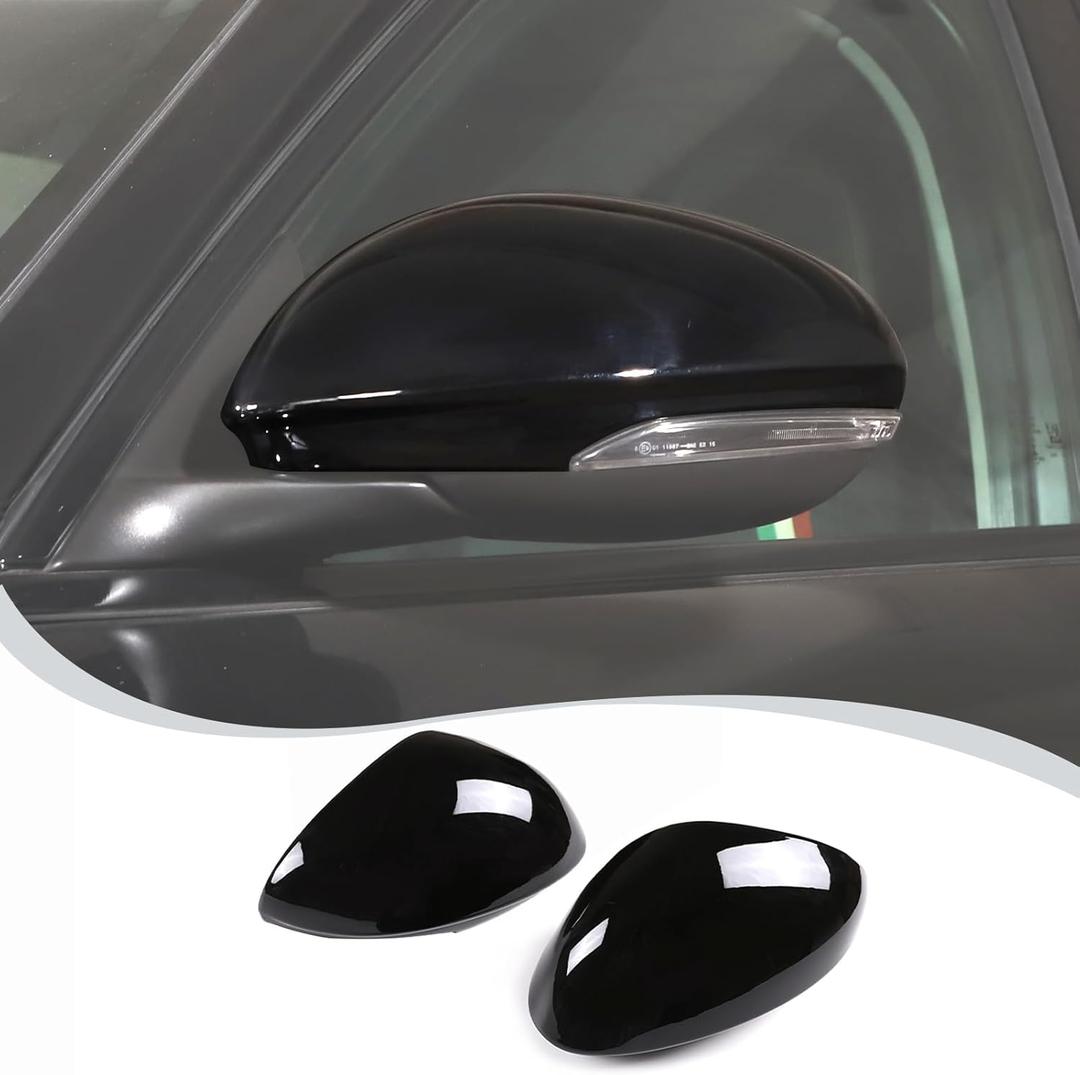 Car Rearview Mirror Cap Decoration Cover Compatible with Alfa Romeo Giulia 2017 2018 2019 2020 2021 2022 (Glossy Black)