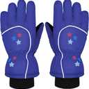 Boao Kids Snow Ski Gloves Winter Waterproof Warm Snowboard Mittens for Girl and Boy (1-3 Years, Royal Blue)