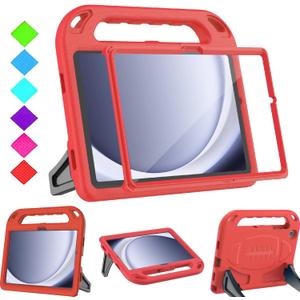BMOUO Kids Case for Samsung Galaxy Tab A9 Plus 11 inch 2023 (SM-X210/X216/X218) - with Built-in Screen Protector, Shockproof Covertible Handle Stand Samsung Galaxy Tab A9 Plus Case for Kids, Red