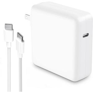 Mac Book Pro Charger, 61W/67W USB C Charger Power Adapter for MacBook Pro/Air 13/14 Inch, for MacBook 12 Inch, Included USB-C to USB-C Charge Cable (6.6ft/2m)