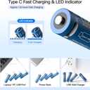 Hixon 1.5V USB Rechargeable Lithium Batteries AA Size,2550mWh Double AA Rechargeable Battery,Charges 1.5 Hours, Over 1500 Cycles, 4-in-1 USB-A to USB-C Charging Cable, LED Charge Indicator4-Pack