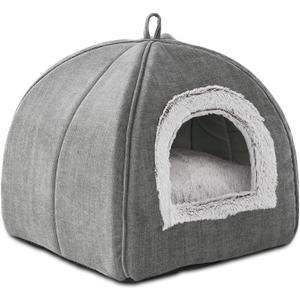 Cat Bed Cave-Cat Beds for Indoor Cats,Kittens and Small Pets,Soft and Warm Cats House Tent Bed,Foldable and Washable with Removable Cushioned and Anti Slip Bottom,Grey 15inches