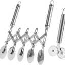 5 Wheel Pastry Cutter with Handle set of 2 Stainless Steel Double cutter Adjustable Pizza Slicer Multi-Round Dough Cutter Roller