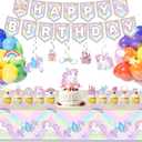 2 x Unicorn Birthday Party Decorations for Girl - Purple Pink Theme Balloon Set, Rainbow Balloons With Heart and Star for Baby Shower Kids Supplies (Multi)