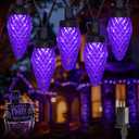 Brightown Halloween C9 LED Purple String Lights, 114FT 150 LED Halloween Lights with Timer & 8 Modes, Plug-in Waterproof Connectable Outdoor Lighting for House Patio Yard Porch Roof