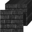 40 PCS 3D Wall Panels Peel and Stick Faux Foam 11.8"*11.8" Black Brick Wallpaper for Walls 3D Wall Tiles Faux Brick Paneling Self-Adhesive Wallpaper for DIY Interior Wall Decor