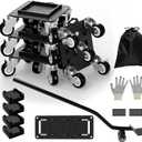Furniture Dolly 5 Wheels Heavy Duty with Removable Side Guards,3307 Lbs Capacity,360 Rotating Wheels & Side Brake,Furniture Movers Lifter Tool for Sofas,Beds, Appliances,Stable,Safe,and Easy to Use (2 inch wheels, Black)