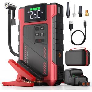 Jump Starter with Air Compressor Portable Car Battery Booster 4 in 1 12V Diesel Universal