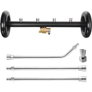 Tool Daily Undercarriage Pressure Washer Attachment 16 Inch, Dual-Function Undercarriage Cleaner for Power Washer and Garden Hose, Under Car Wash Water Broom with 3 Pieces Extension Wand, 4000 PSI