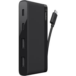 Belkin 4-Port USB C Hub - Ultra Portable Design - USB Type C Hub Docking Station With Two USB C & Two USB A Ports - USB Hub Connects Via USB C Cable - USB Adapter - No Pass-Through Charging
