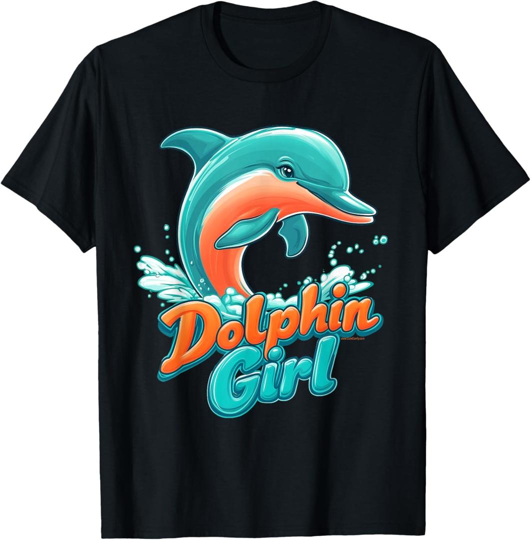 Dolphin Girl Florida Souvenir Miami Beach Gift for Women T-Shirt, Small