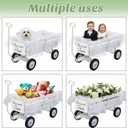 4 Pcs All-Terrain Wedding Wagon Set Includes 39x17x32 Inch Heavy Duty White Flower Girls Wagon Cart Here Comes The Bride Sign White Tulle Plush Pad for Wedding Reception