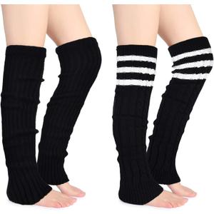 Thigh Highs Leg Warmers for Women Over Knee High Leg Warmer Crochet Long Socks, Free Size Fits Most Women And Girls (Black)