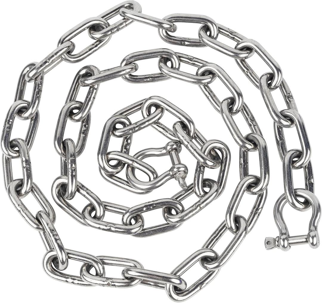 Boat Anchor Chain, 316 Stainless Steel Marine Grade Anchor Lead Chain with Dual 5/16 Lock Ring Shackles for Boats, Works with Different Anchors