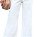 luvamia Wide Leg Jeans for Women Trendy High Waisted Flare Jeans Cropped Denim Pants Stretchy Baggy with Patch Pockets (Large, Cream White)