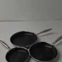 COOKER KING Non-toxic Frying Pans Set of 3 (8+10+12 Inch), Tri Ply Stainless Steel Pans, Induction Pan Set, Chef's Pan, Skillets Dishwasher & Oven Safe, Stay-Cool Handles, Compatible with All Cooktops