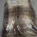 GAP Men's Long Sleeve Hooded Flannel Button-Down Shirt, Khaki Black Plaid, Medium (M)