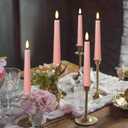 Eywamage Short Pink Flameless Taper Candles with Remote, Flickering Spring Easter Battery LED Wax Candlesticks Set of 6