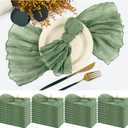 42 Packs Gauze Cheesecloth Napkins 20 x 20 Inch Sage Green Wrinkled Dinner Napkins, Rustic Boho Napkins Soft Cloth Napkins for Wedding Party Event Dinner Table Decoration (20" x 20" (Set of 42))