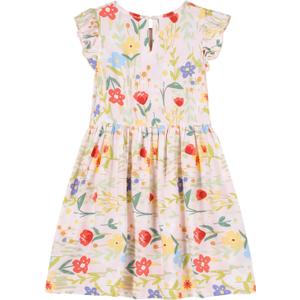 Girl's Summer Dresses Ruffle Sleeve Watercolor Flowers Sundress for Kids Casual Party (Pink)